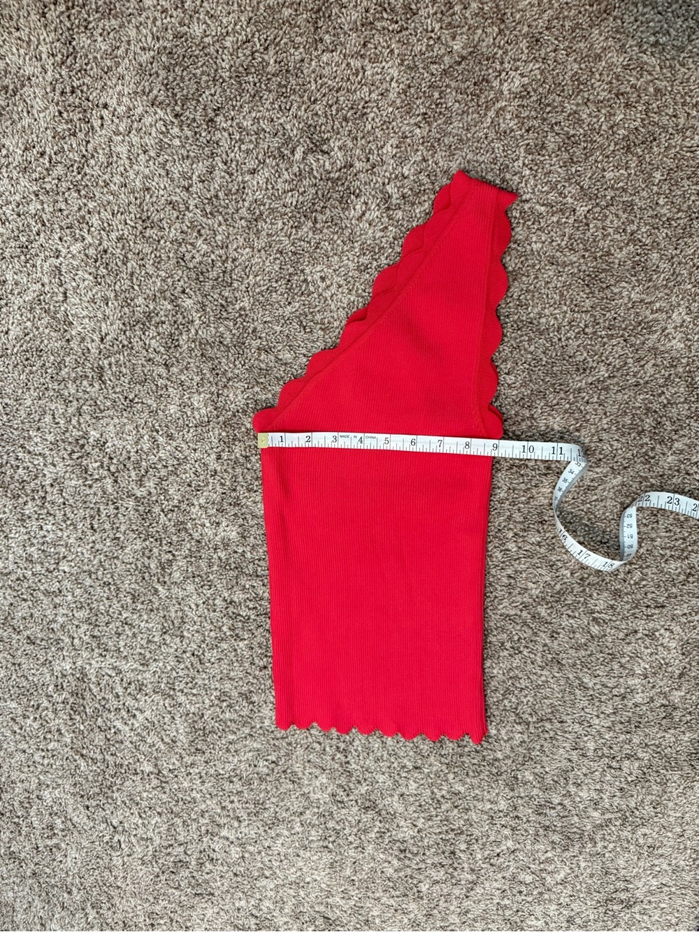 entro One-Shoulder Ribbed Tank Top - Light Red - Picture 8 of 9